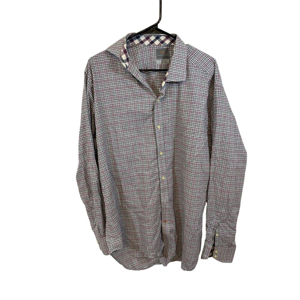Thomas Dean Men’s Plaid Button Down Shirt XL Long Sleeve Multicolor Preppy